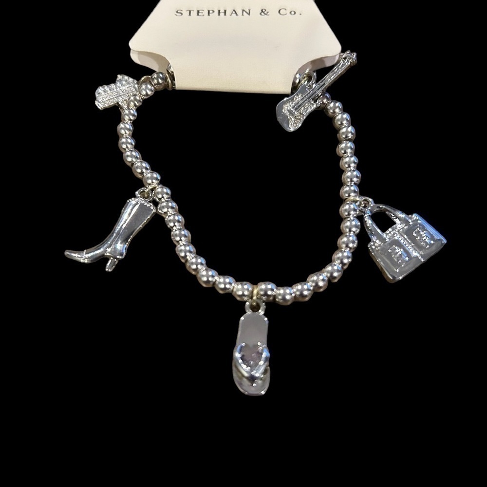 Stephan & Co. Silver Tone Stretch Charm Bracelet - Picture 7 of 9